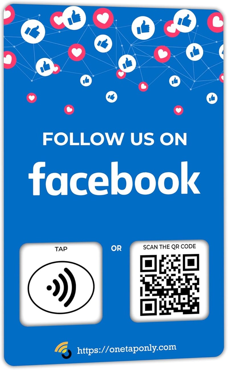 One Tap Only NFC Business Cards 1 Pack – Contactless Smart Tap & QR Code – Compatible with Facebook Review System – Reusable Feedback Tool for Restaurants, Local Businesses – Works with All Phones - Image 1